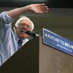 Democratic presidential candidate Bernie Sanders spoke Sunday during a rally in South Bend, Ind.